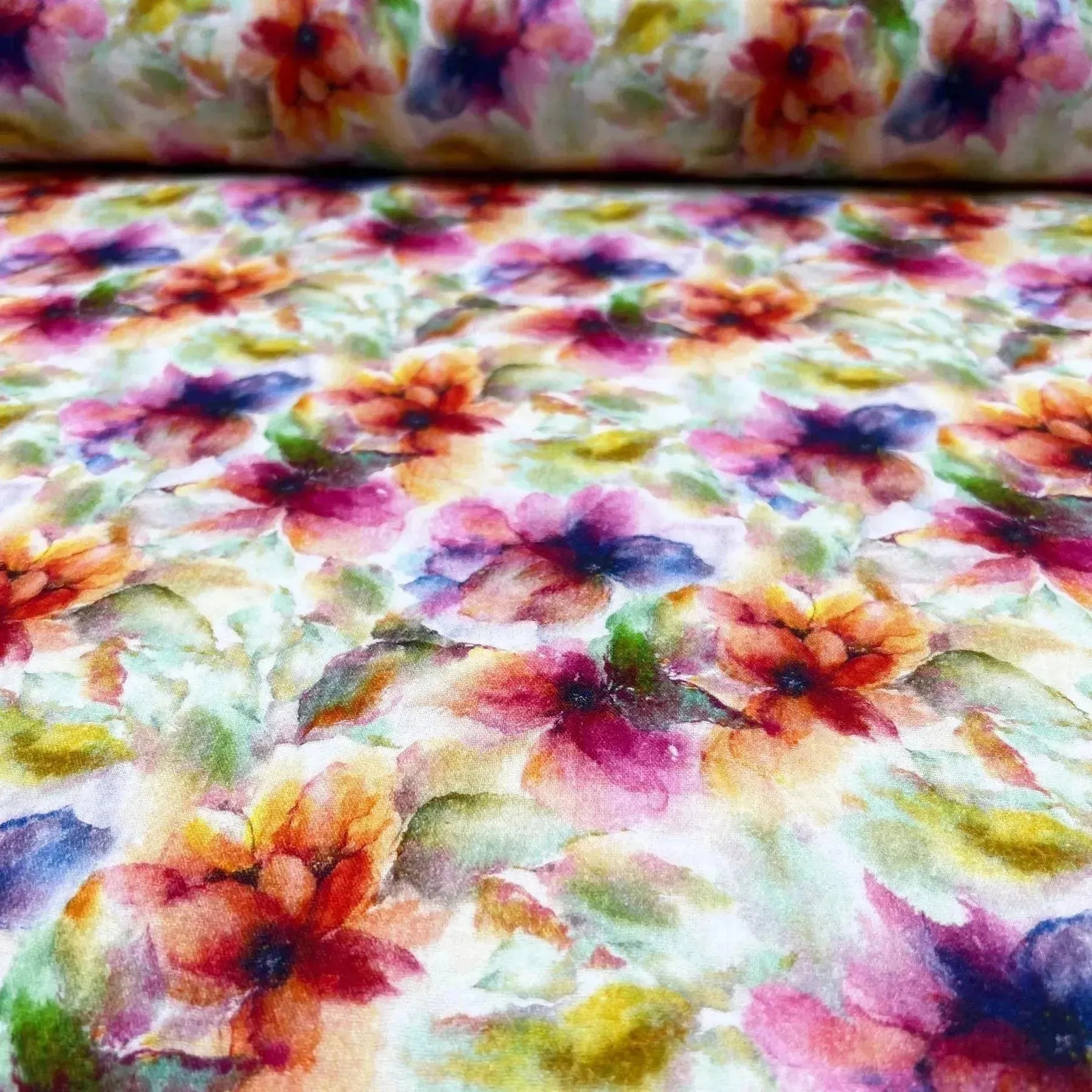 Tissu double gaze fleurs pensée