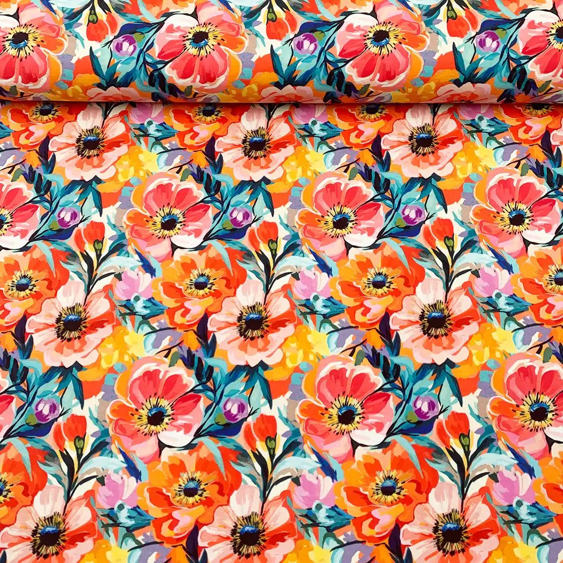 Tissu French Terry Anémone Aquarelle