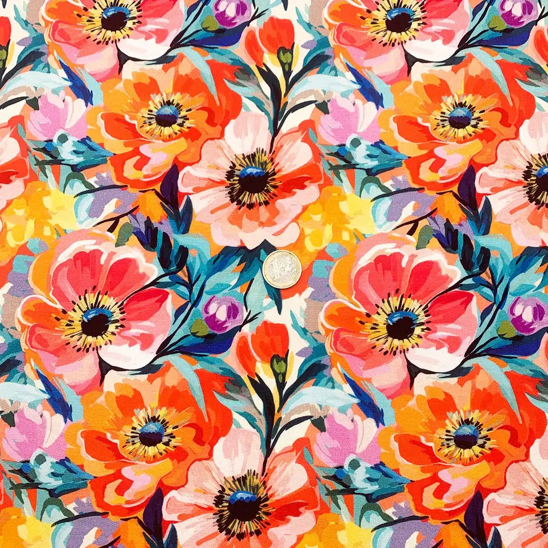 Tissu French Terry Anémone Aquarelle