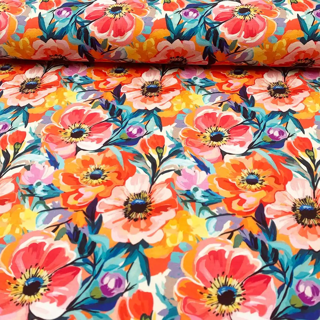 Tissu French Terry Anémone Aquarelle