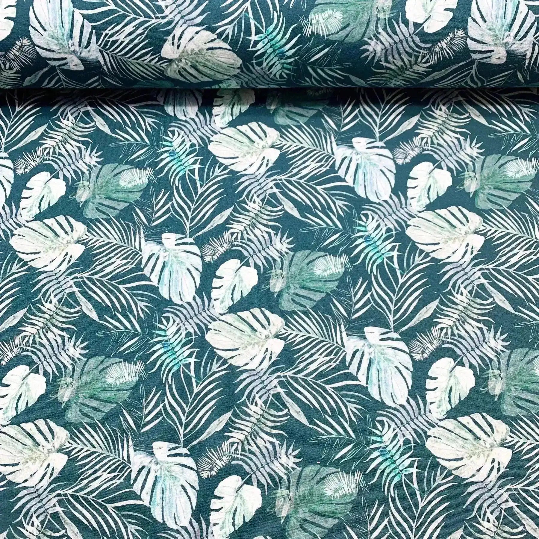 Tissu French Terry feuilles