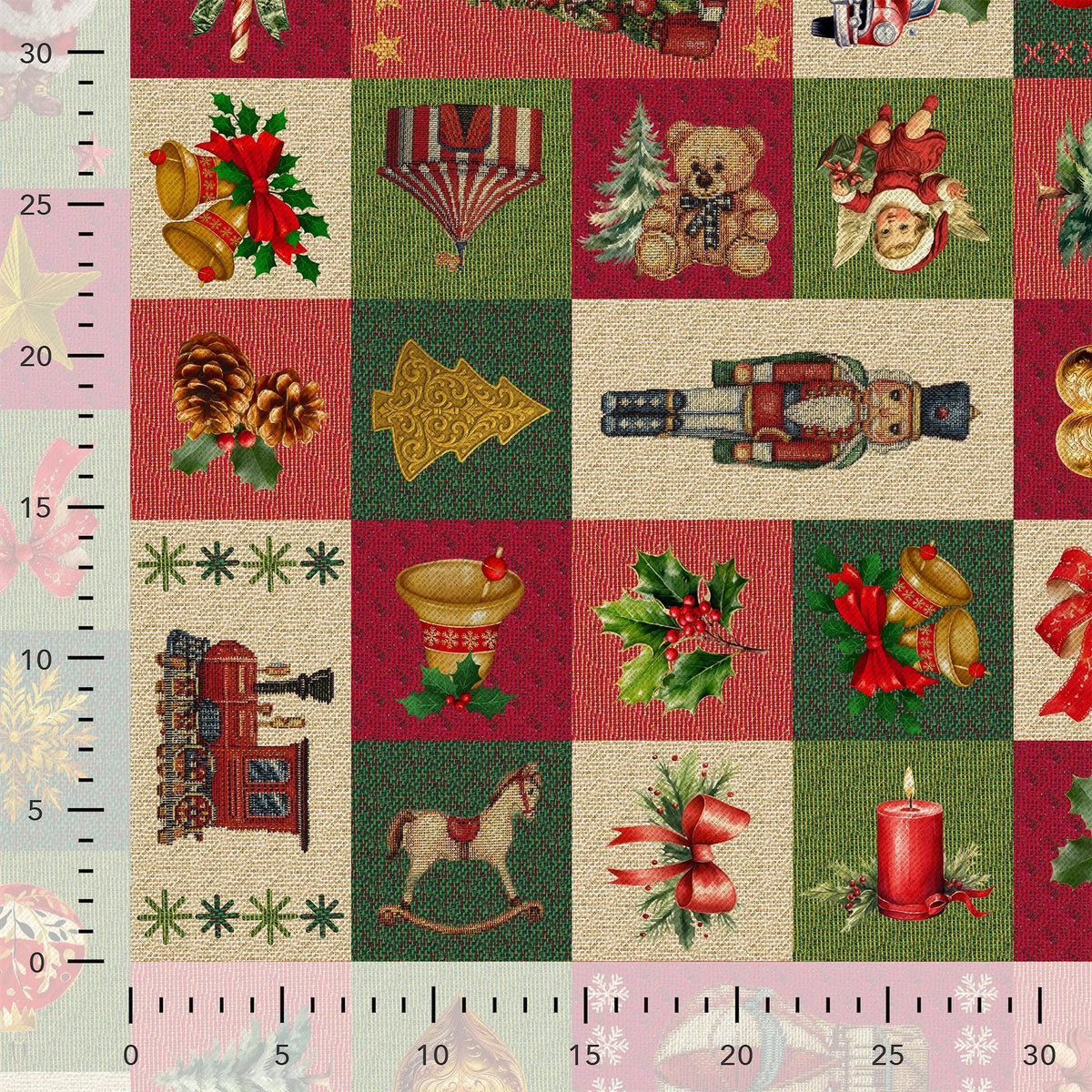 Taille du motif du tissu gobelin patchwork de Noël classique