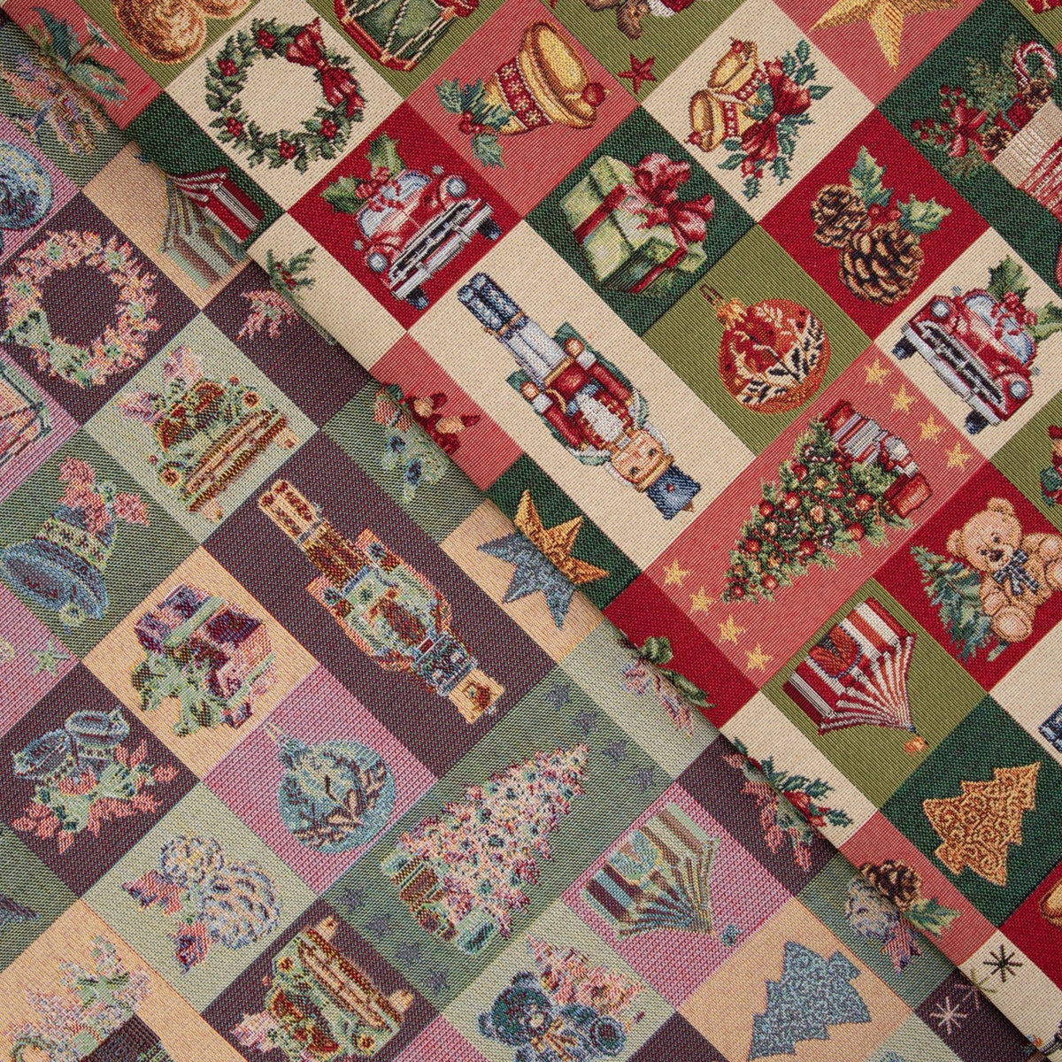 Endroit et envers tissés du tissu gobelin patchwork de Noël