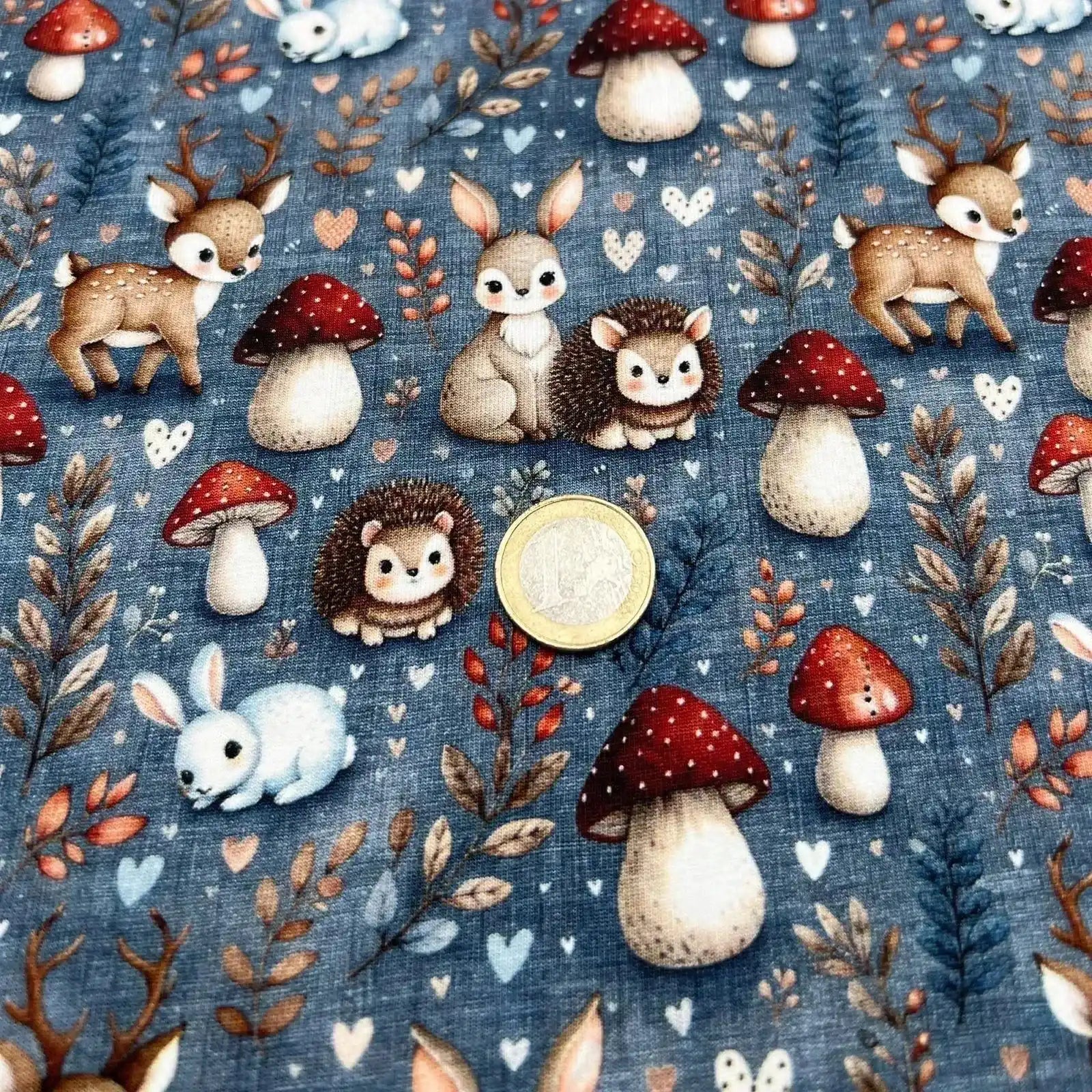 Tissu Jersey Champignons Biches et Lapins