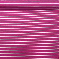 Tissu Jersey Coton ligné marin rose