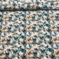 Tissu jersey de coton abstrait bleu et marron
