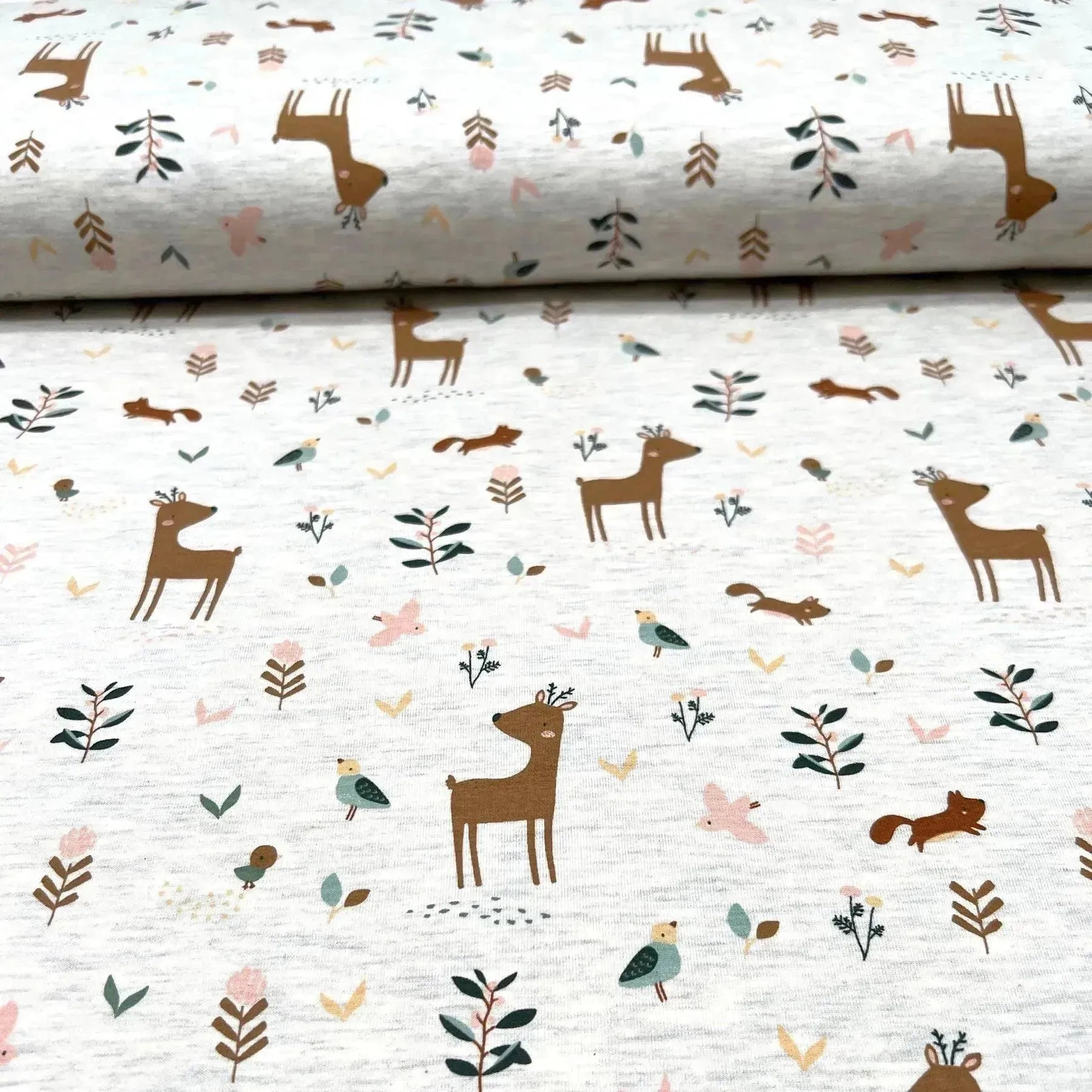 Tissu jersey de coton animaux de la forêt mignons