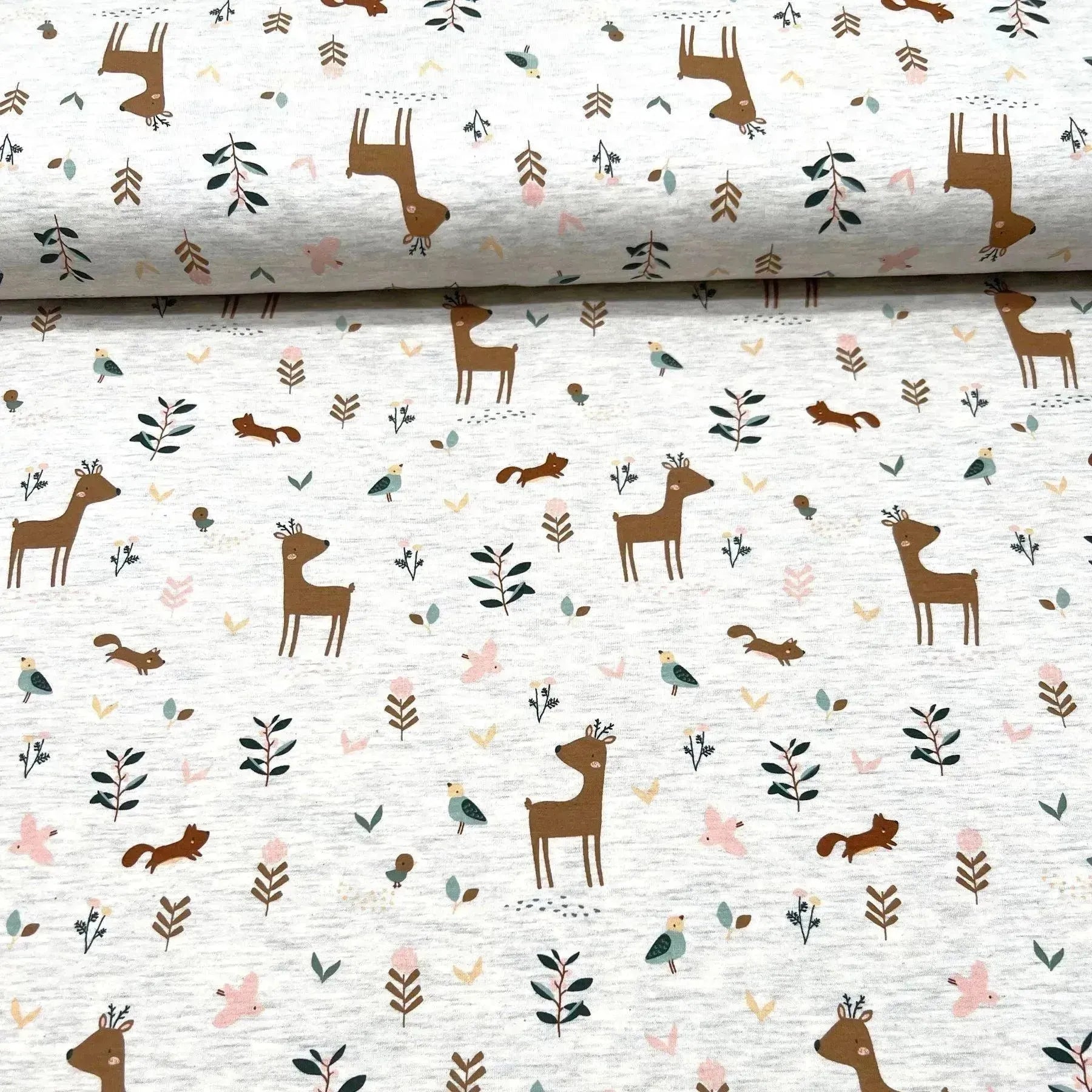 Tissu jersey de coton animaux de la forêt mignons