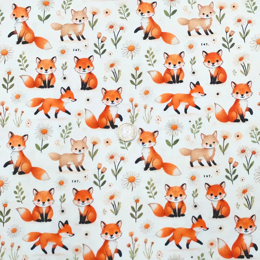 Tissu Jersey de Coton Bébés Renards