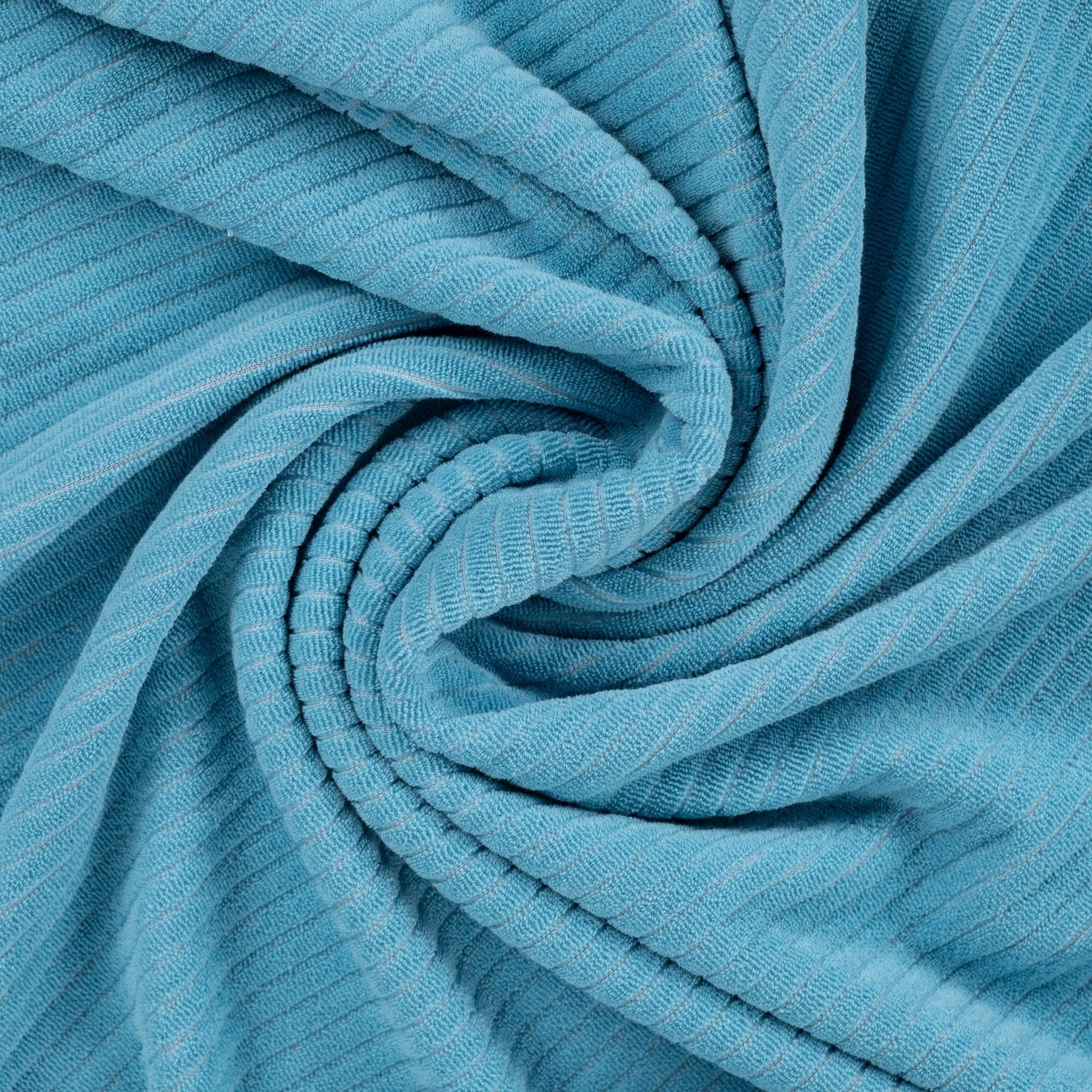 Tissu Jersey de Coton Eponge Bleu