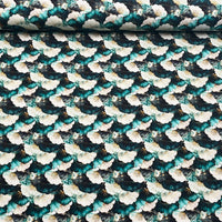 Tissu Jersey de Coton éventails japonais vert d'eau