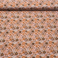 Tissu Jersey de Coton Fleurs Rétro Ocre