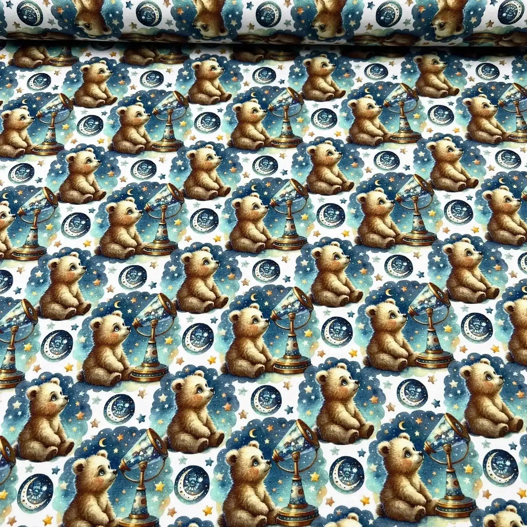 Tissu Jersey de Coton Ourson Ciel