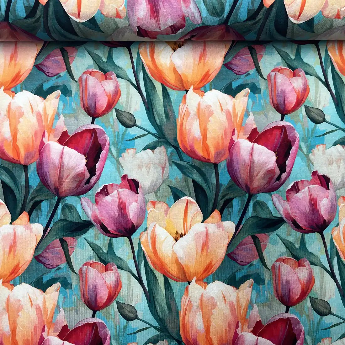 Tissu Jersey French Terry tulipes