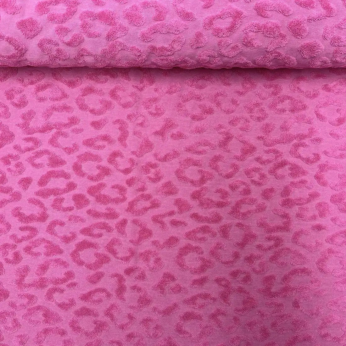 Tissu Jersey Fuchsia à relief Léopard – Souple et doux