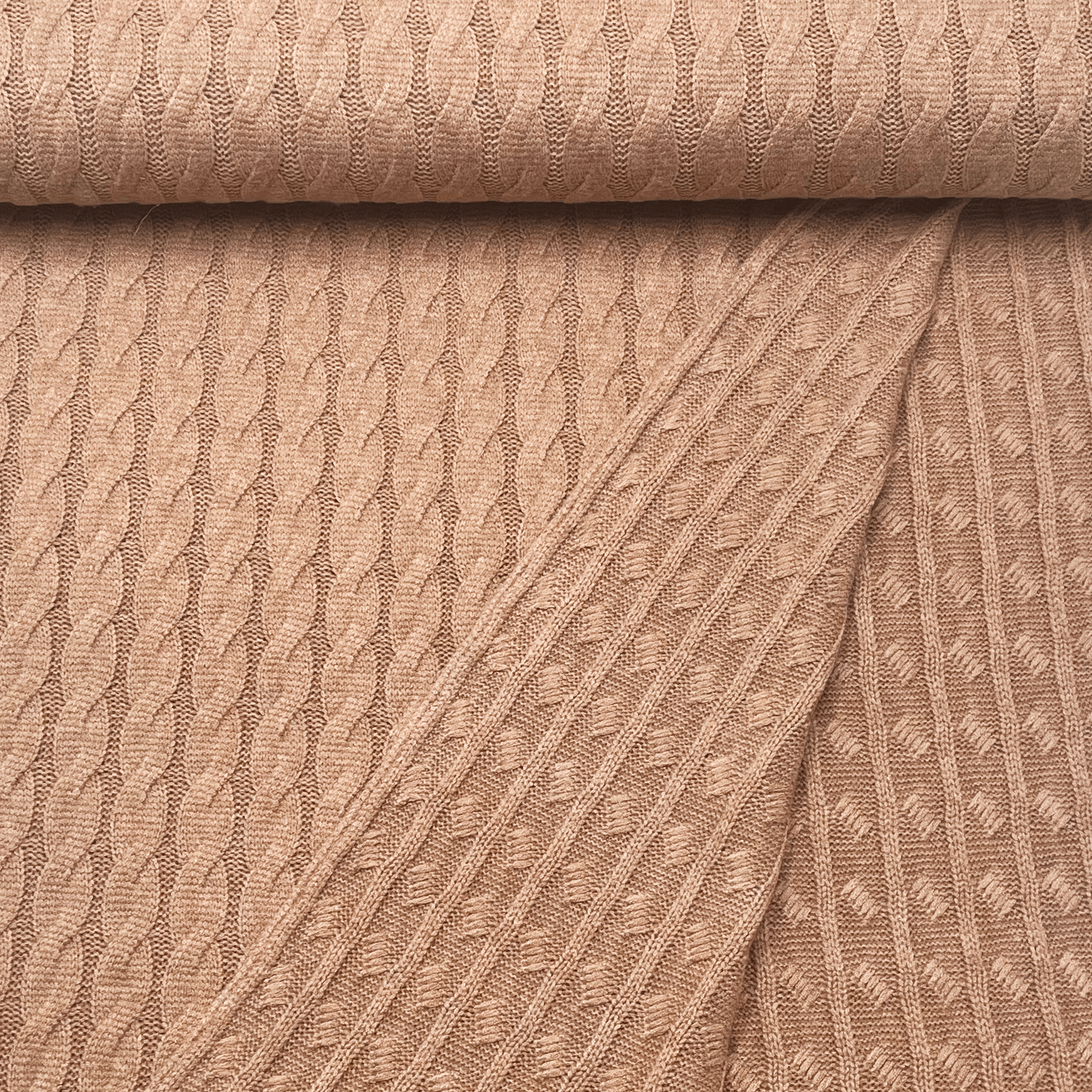 Tissu Maille Torsadée Marron