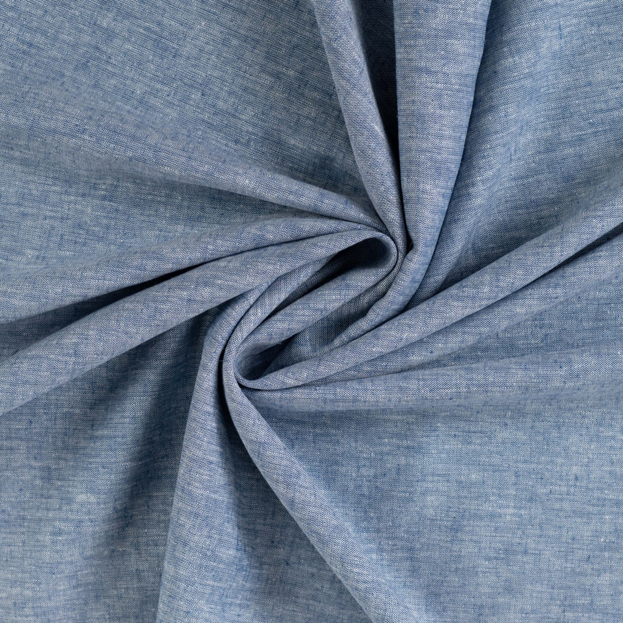Tissu mélange lin bleu