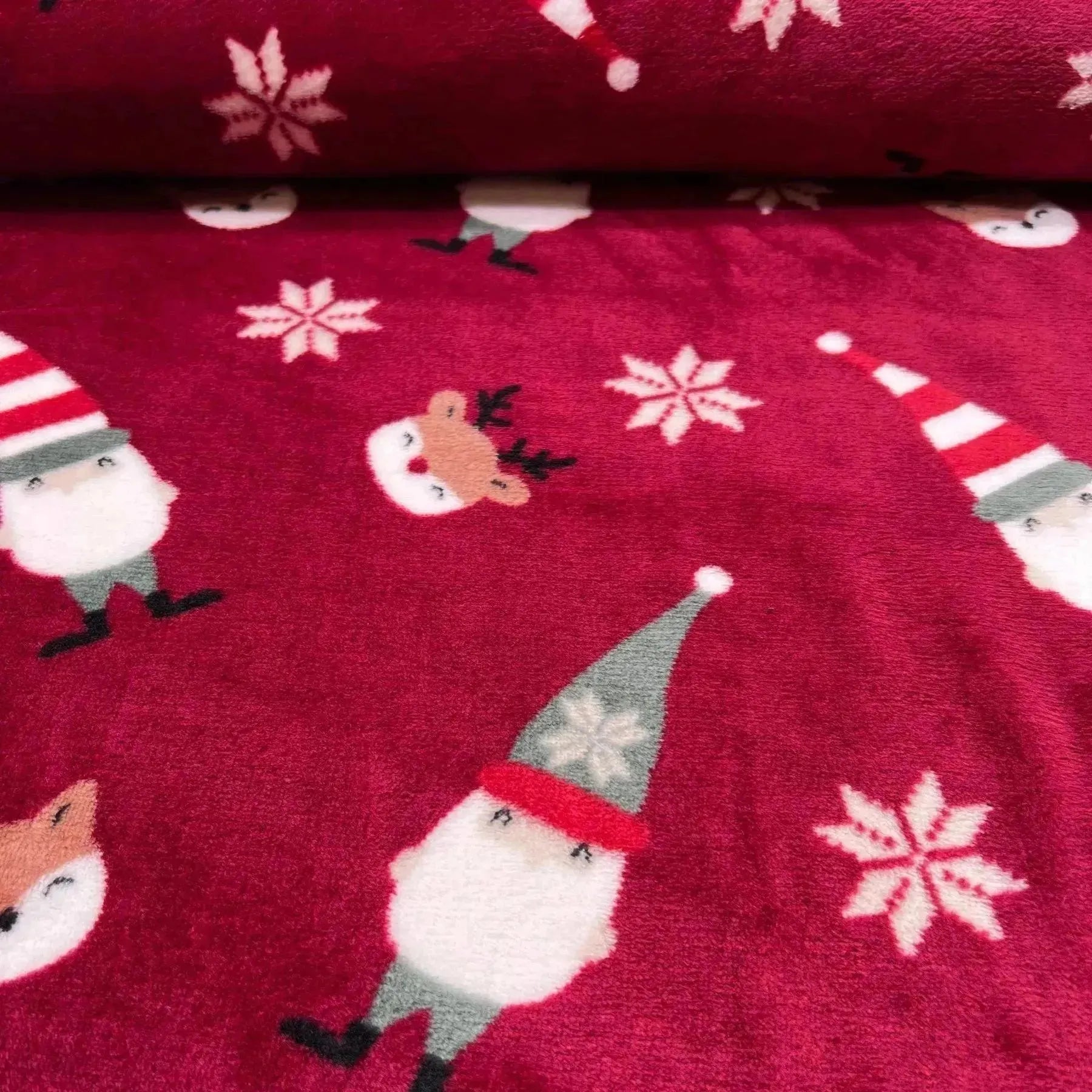 Tissu Minky Noël Rouge