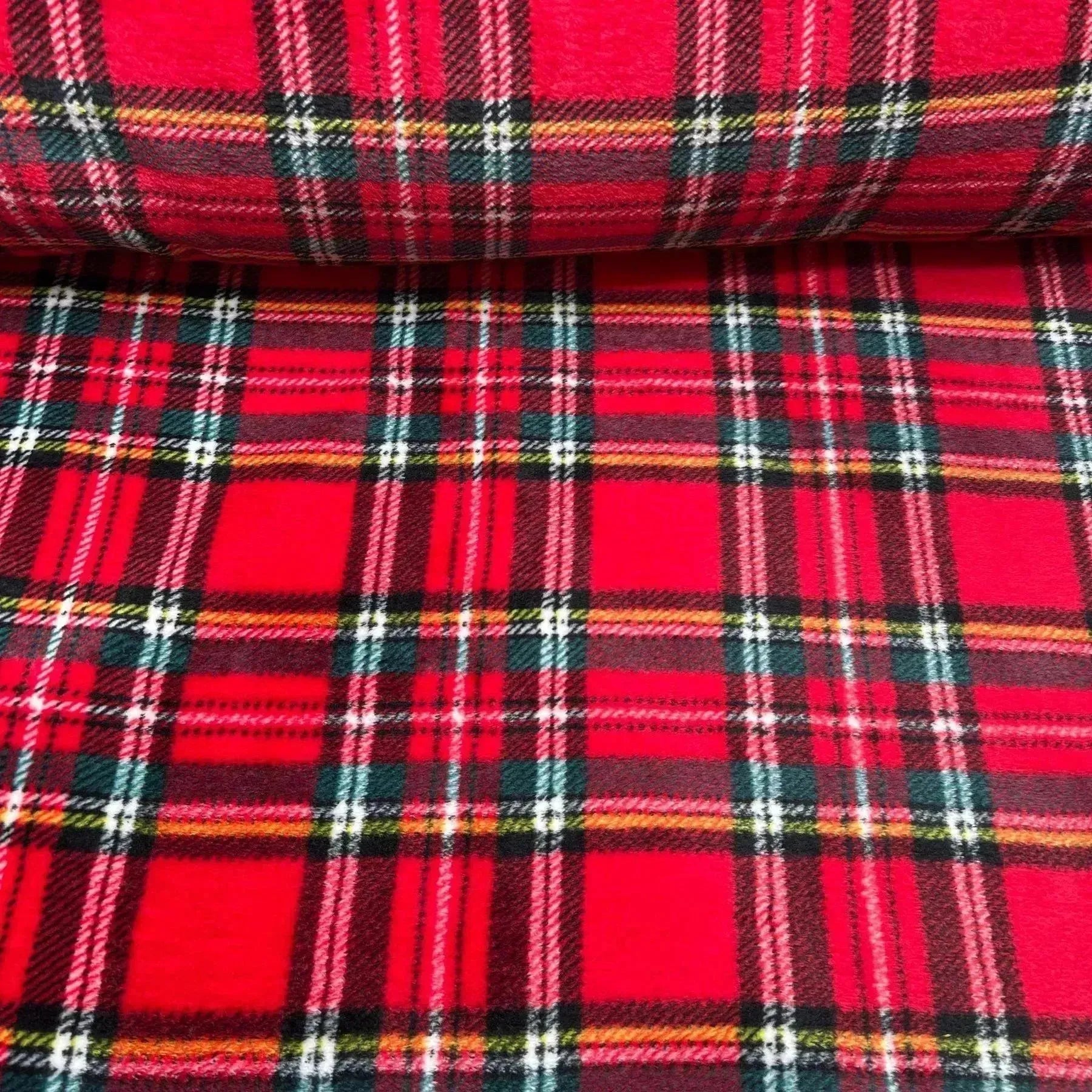 Tissu minky tartan rouge