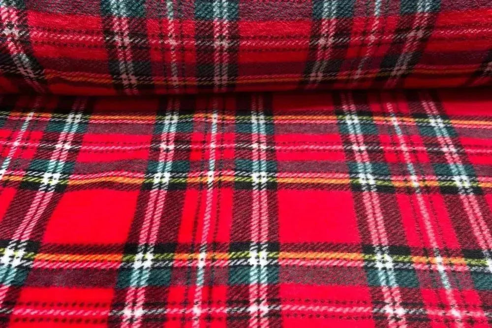 Tissu minky tartan rouge