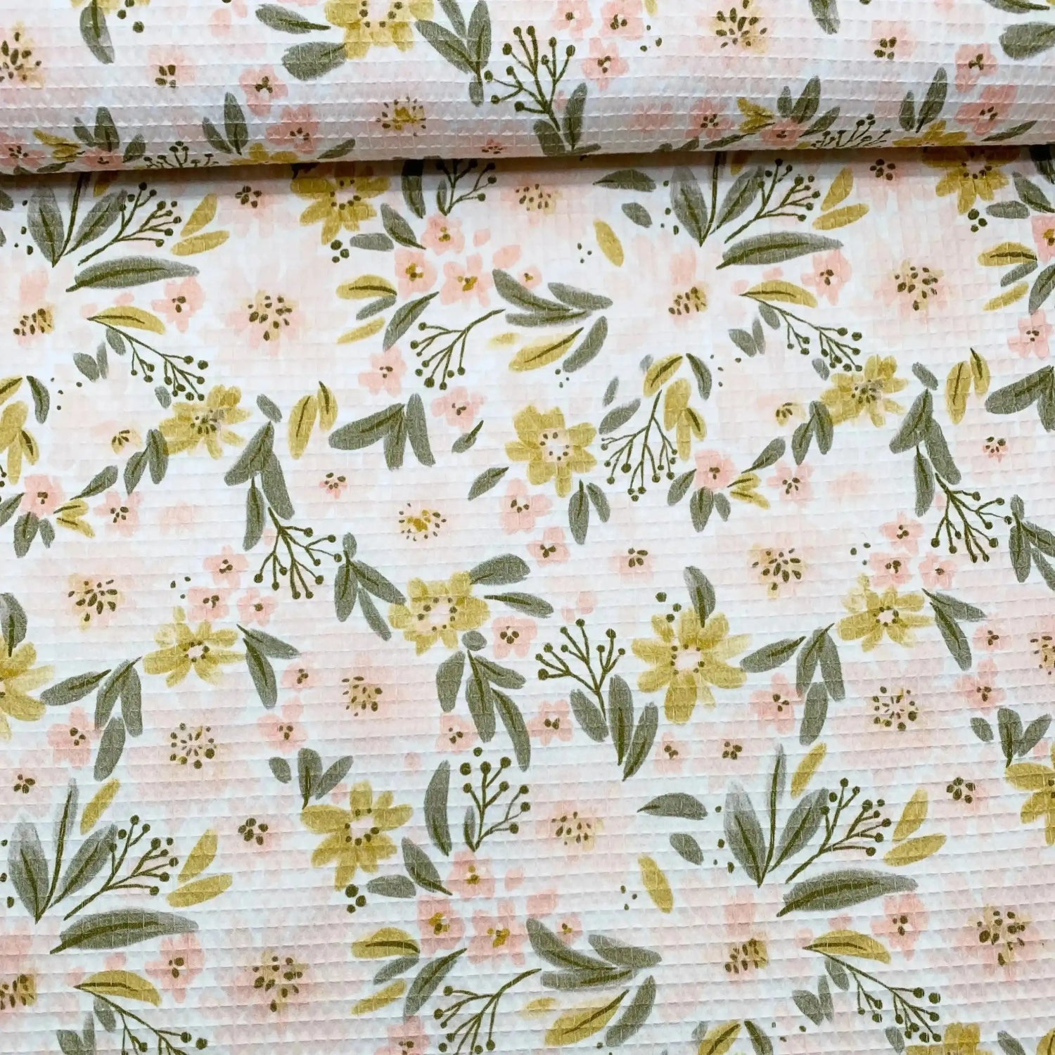 Tissu nid d'abeille fleurs