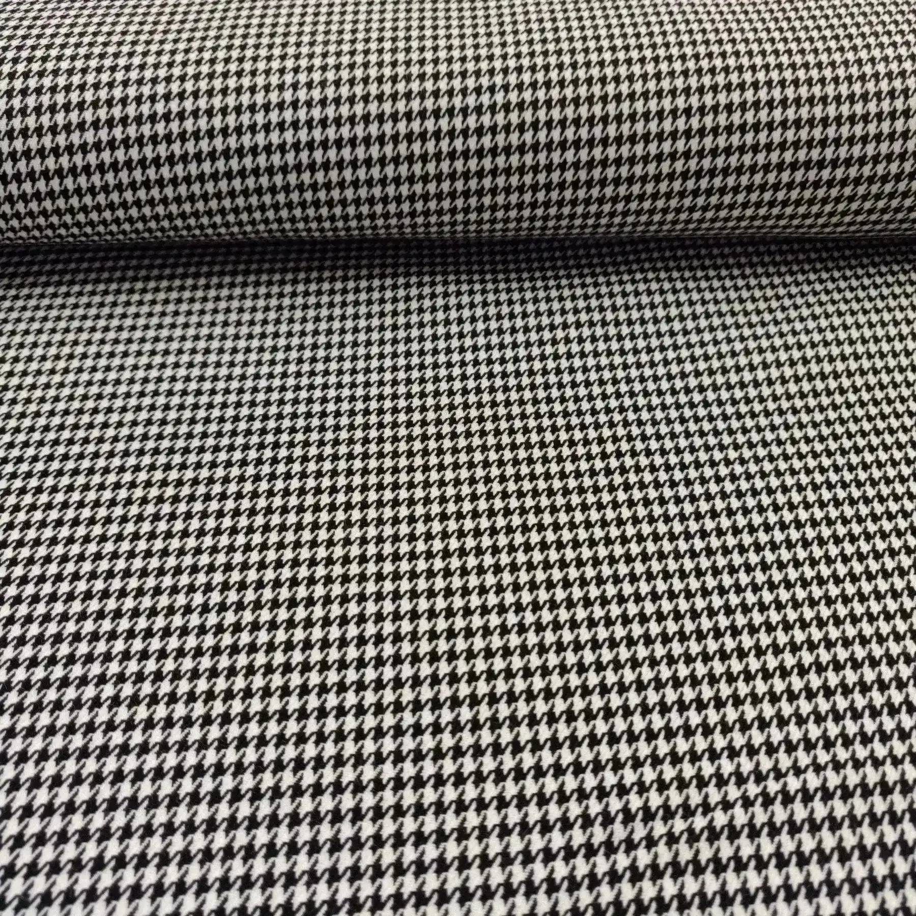 Tissu petit pied de poule blanc et noir oeko-tex