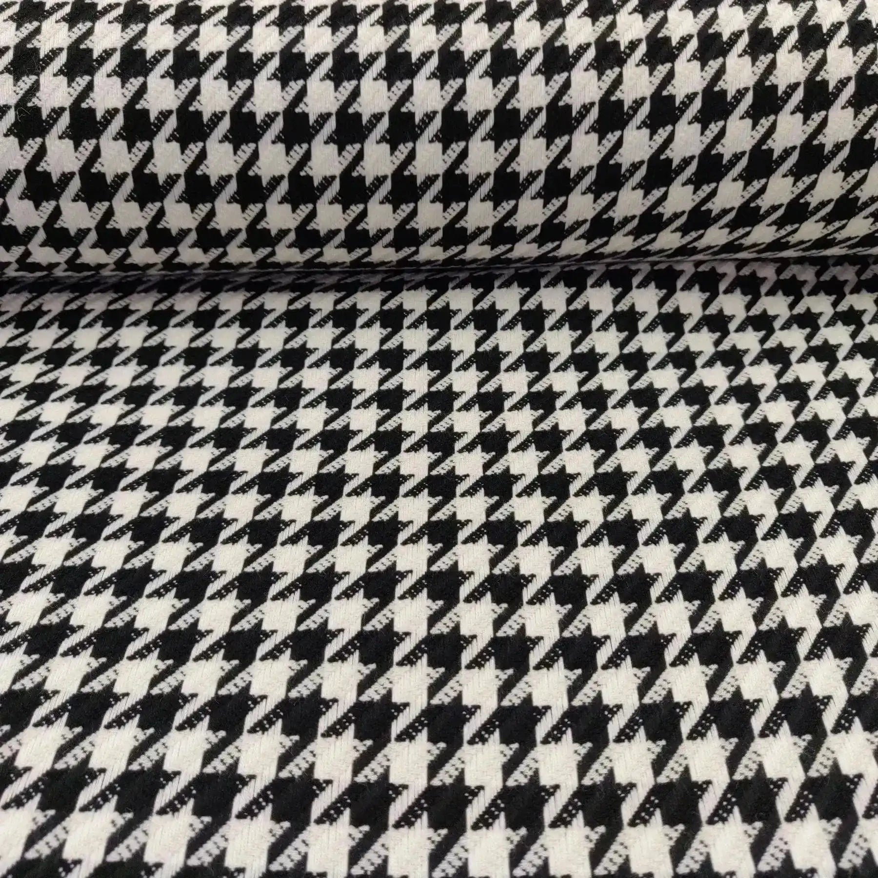 Tissu pied de poule grand noir et blanc oeko-tex