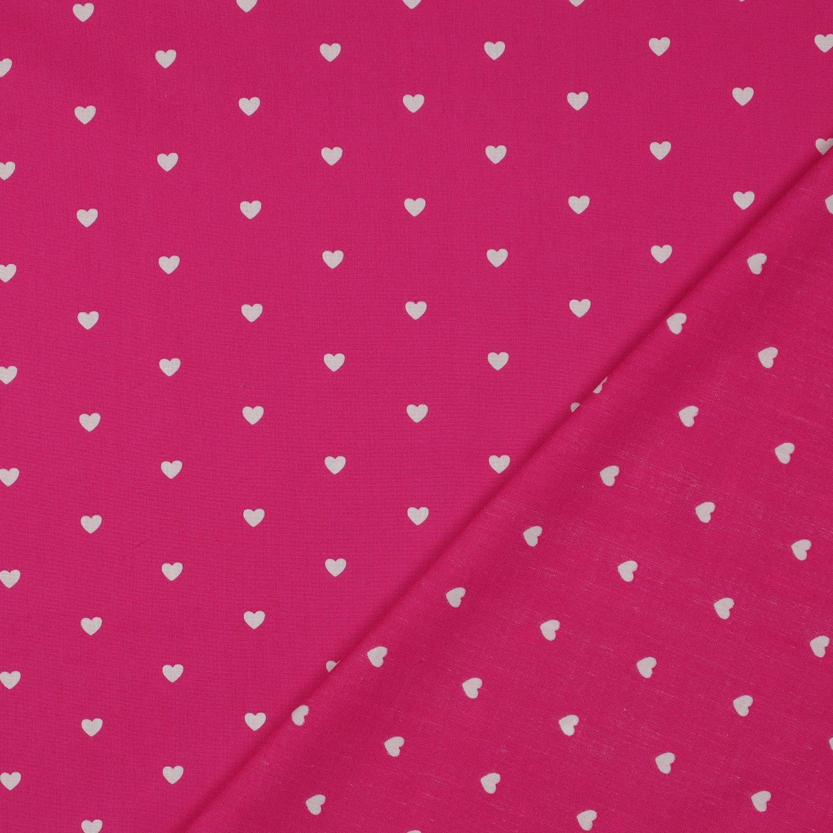 Tissu Popeline de coton à coeurs fuchsia