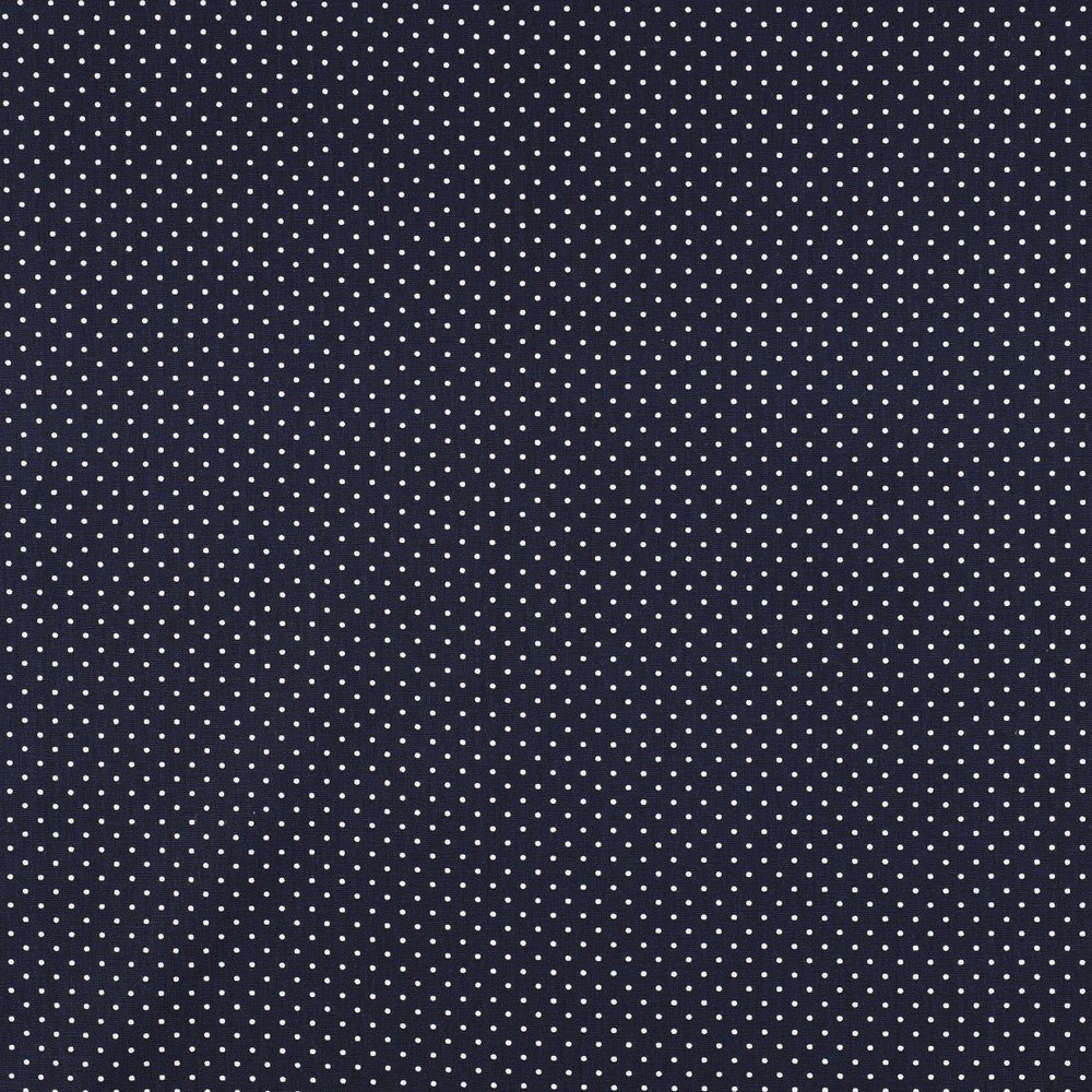 Tissu Popeline de coton à petits pois bleu marine