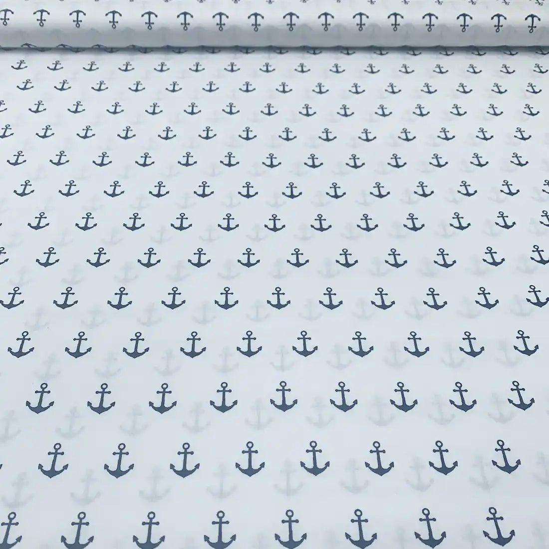 Tissu Popeline de Coton Ancre Marine Bleu