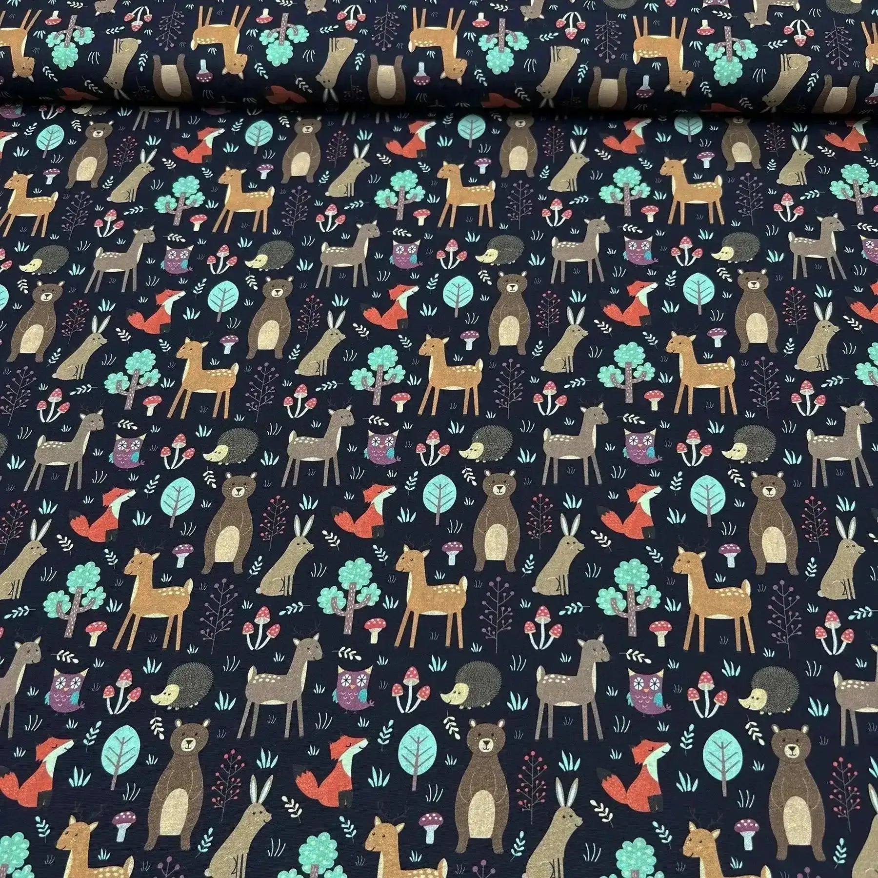 Tissu Popeline de coton Automnale Animaux de la Forêt