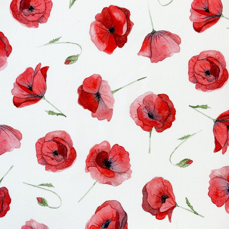 Tissu Popeline de coton coquelicot