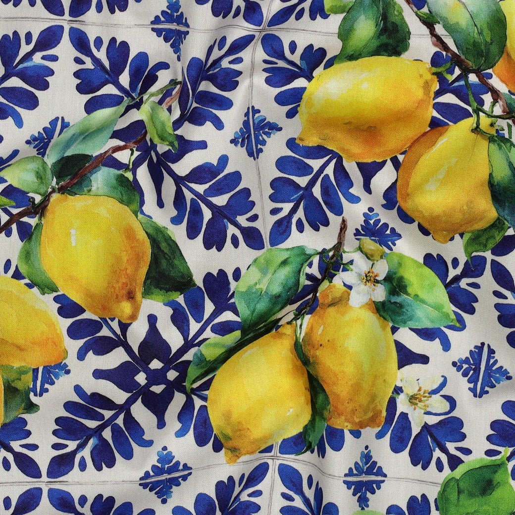 Tissu Popeline de Coton dolce vita citronné