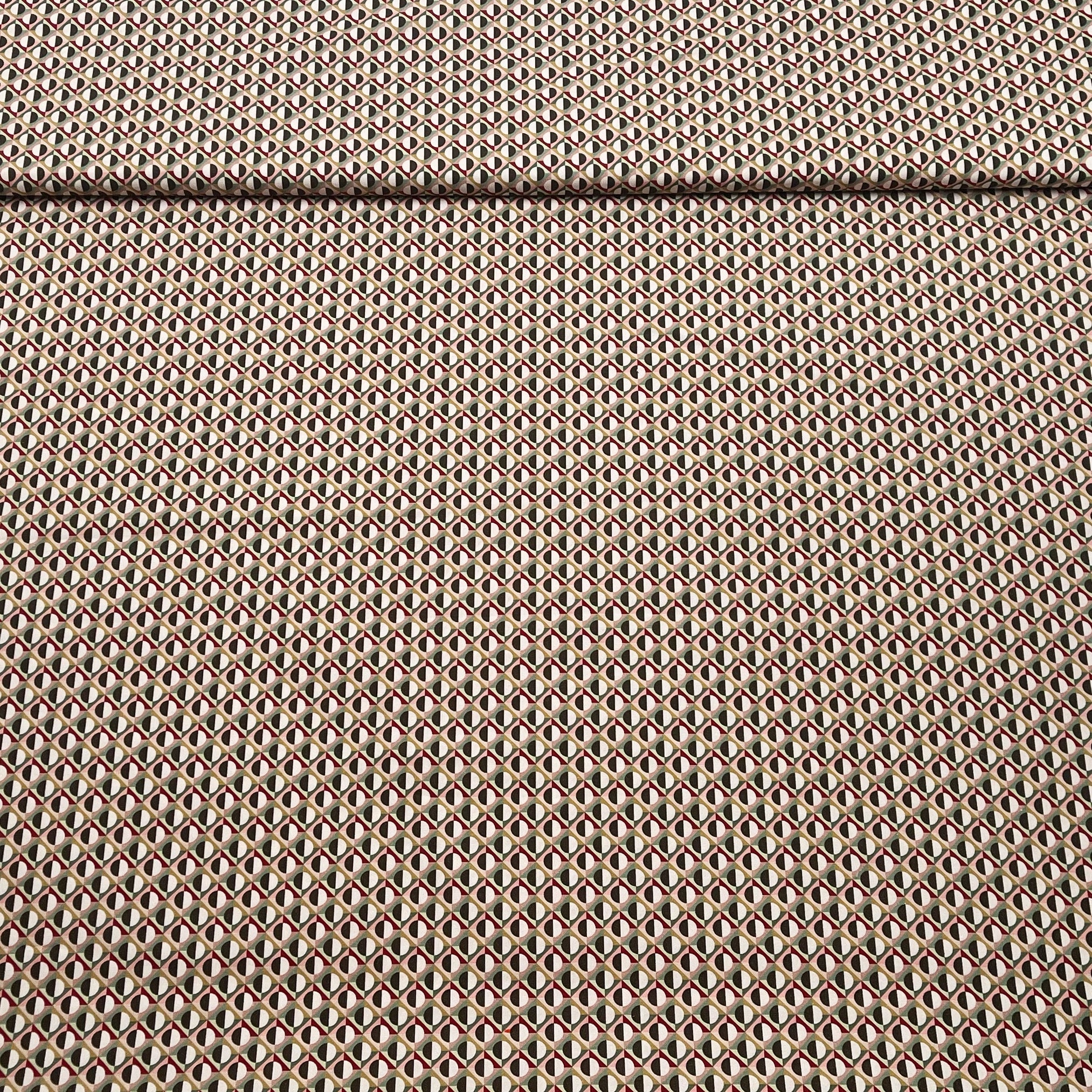 Tissu Popeline de Coton Géométrie Vintage