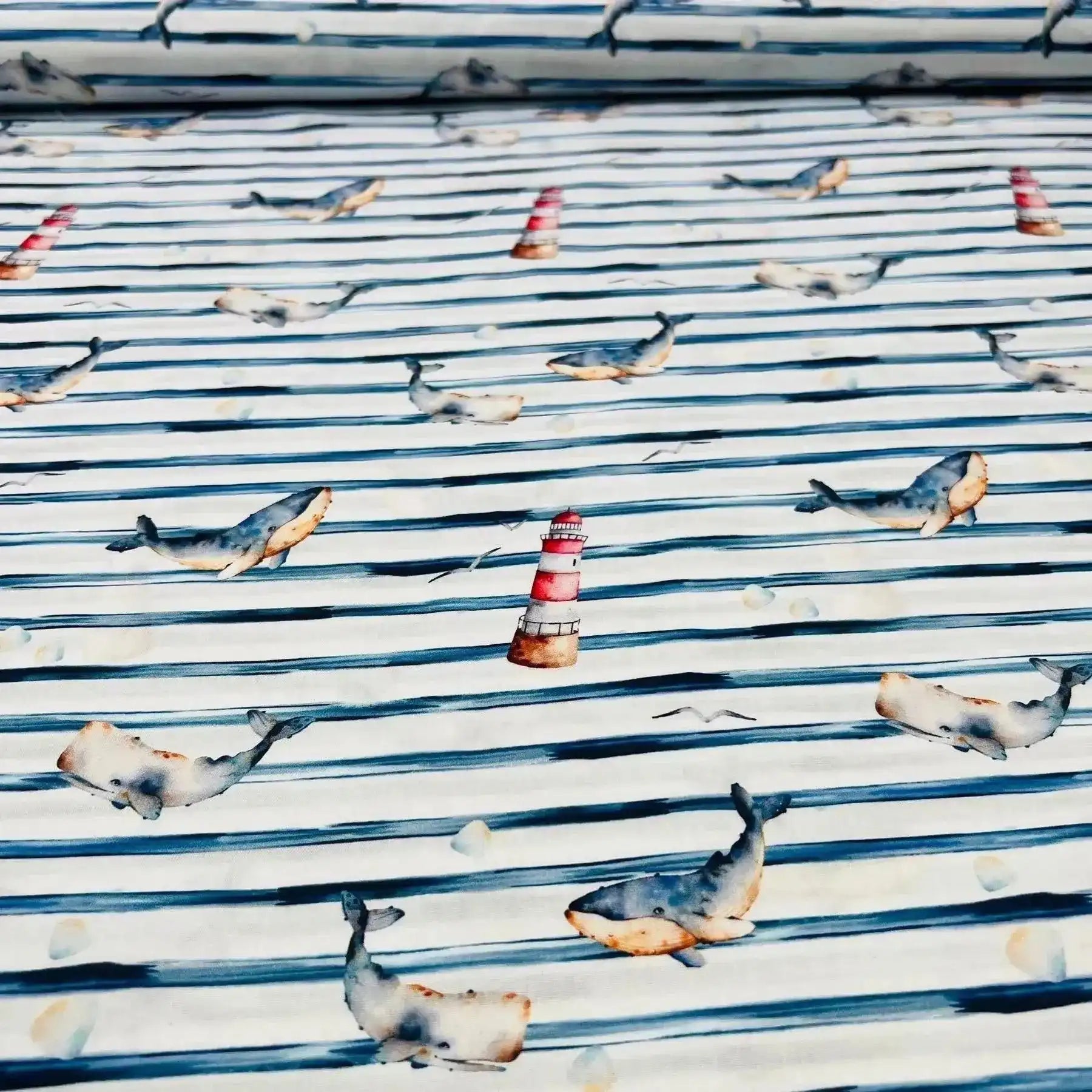 Tissu Popeline de coton ligne marin