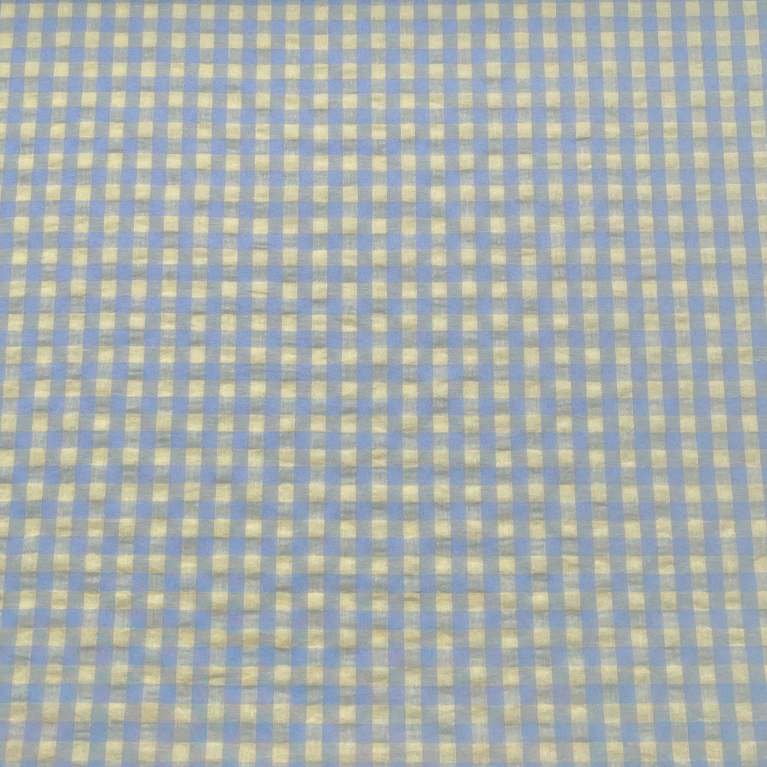Tissu Seersucker carreaux bleu et vert