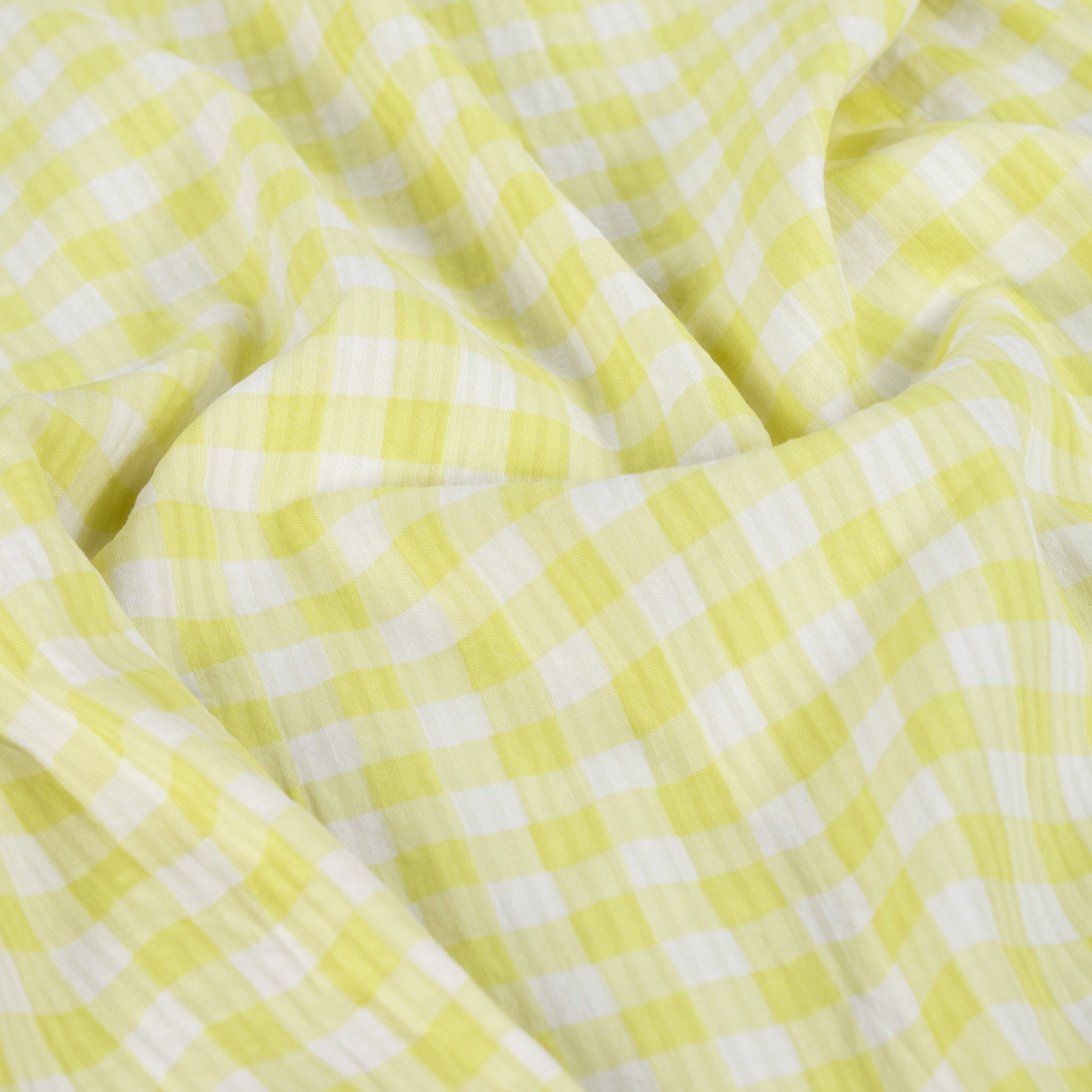 Tissu Seersucker vichy jaune