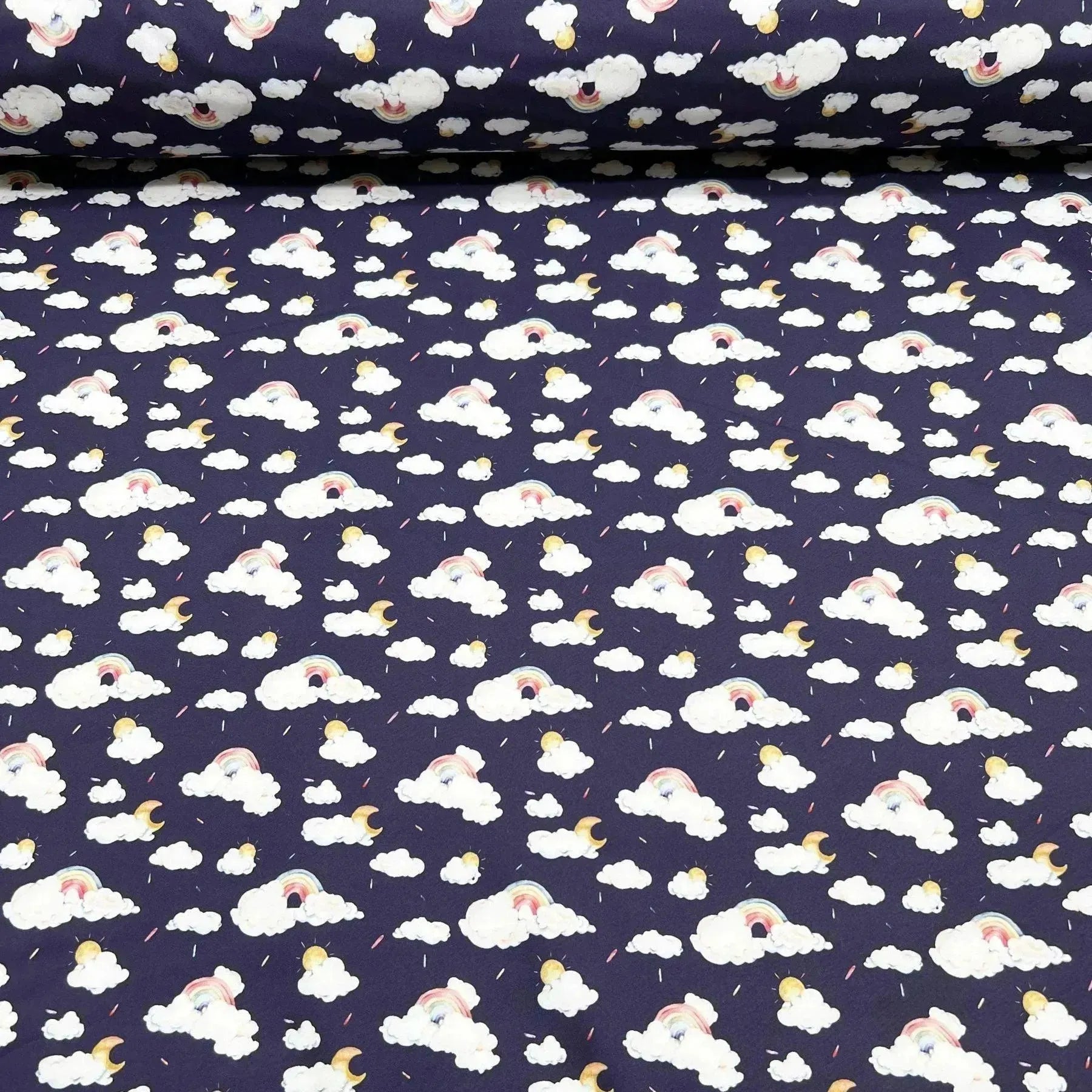 Tissu softshell nuage et arc-en-ciel