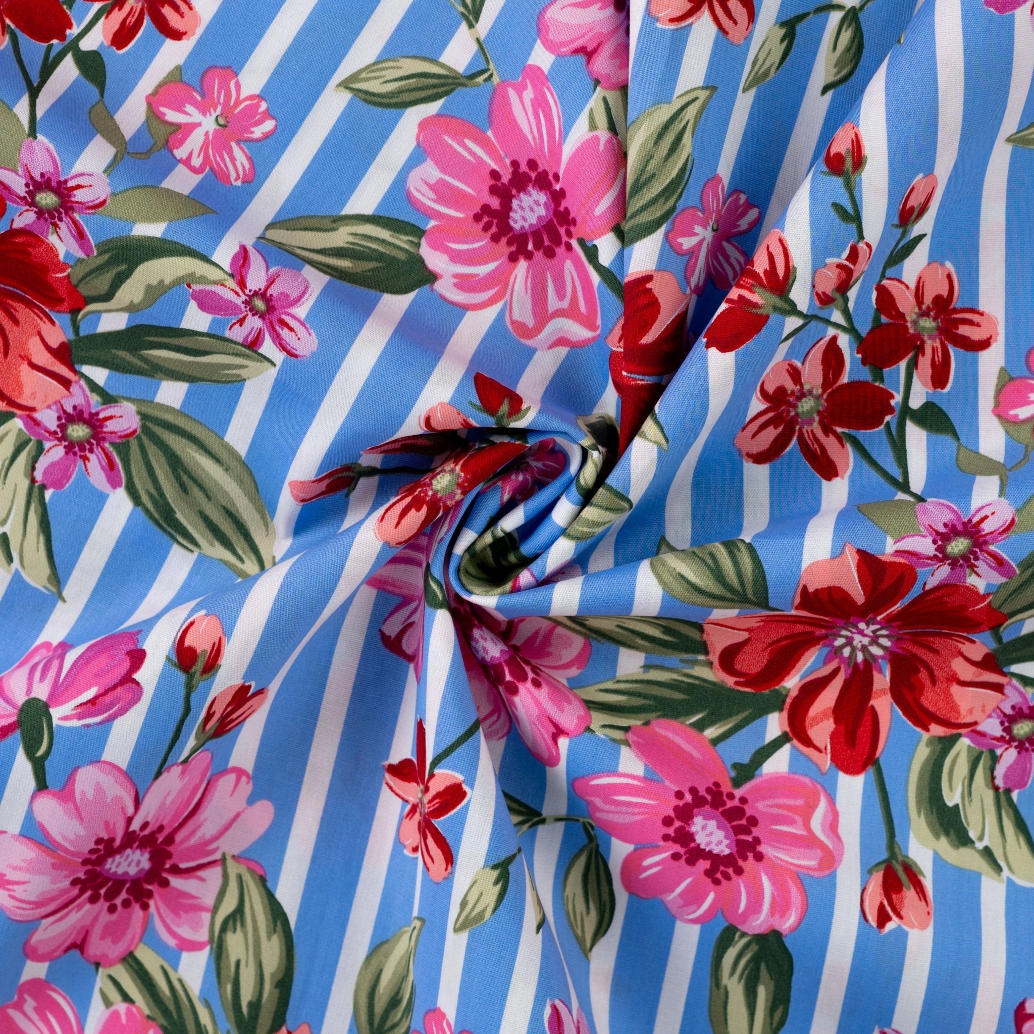 Tissu Stretch linéaire fleurs