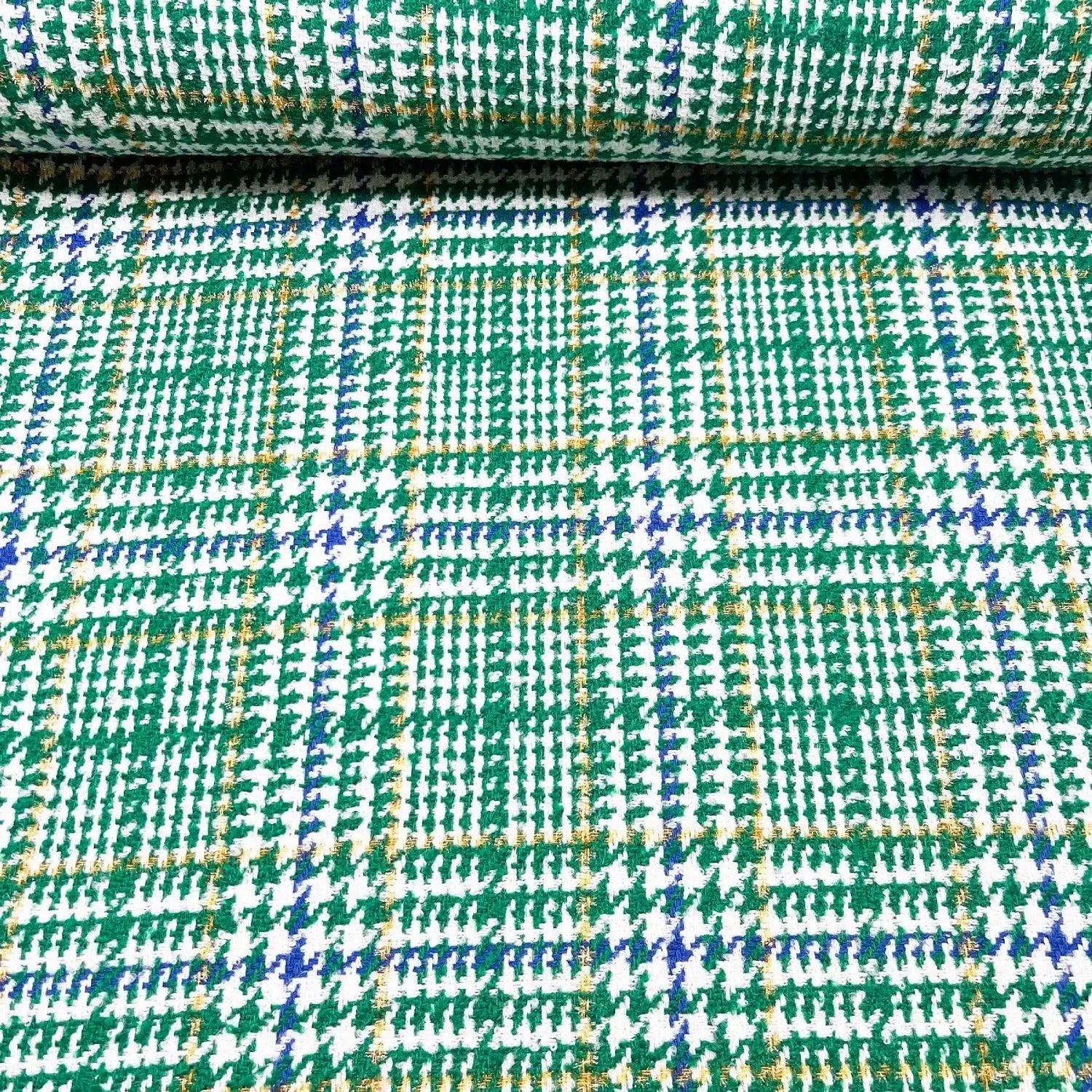 Tissu Tweed " style Chanel " vert et ocre