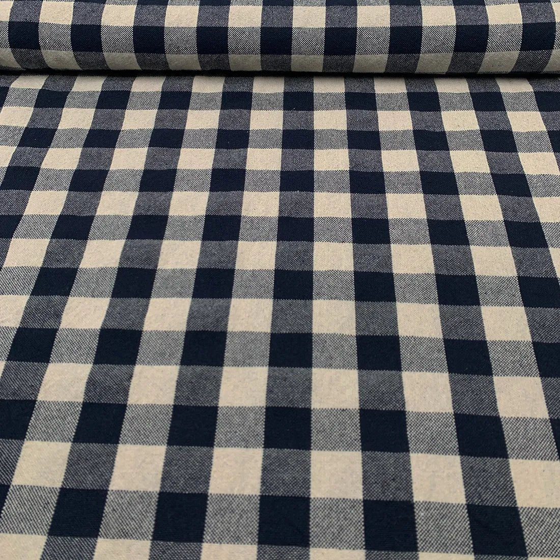 Tissu Vichy Grand Carreau Bleu Marine