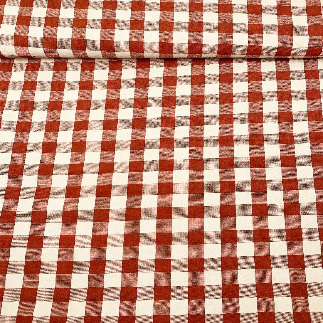 Tissu Vichy Grand Carreau Terre