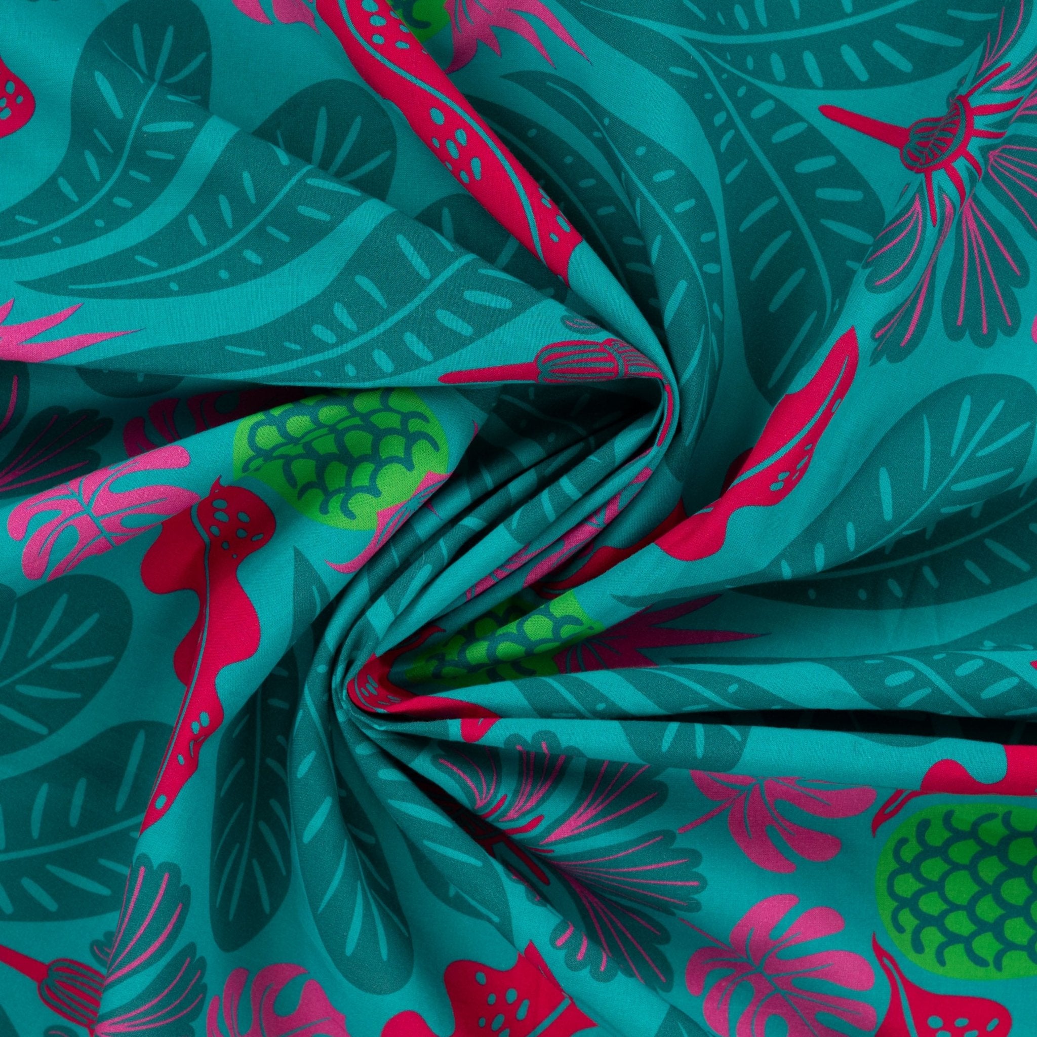 Tissu viscose fleuris ananas