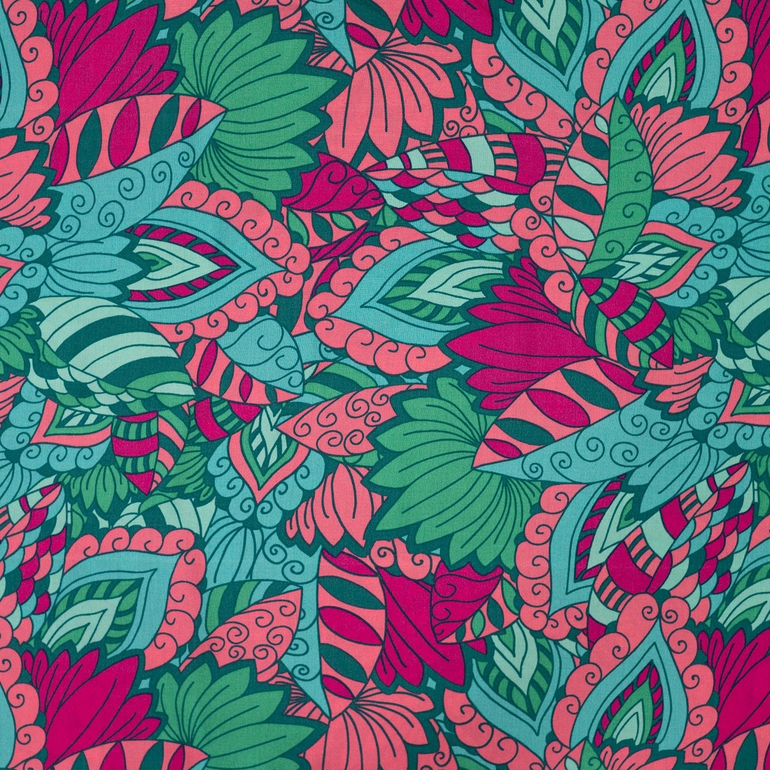 Tissu viscose géométrique turquoise