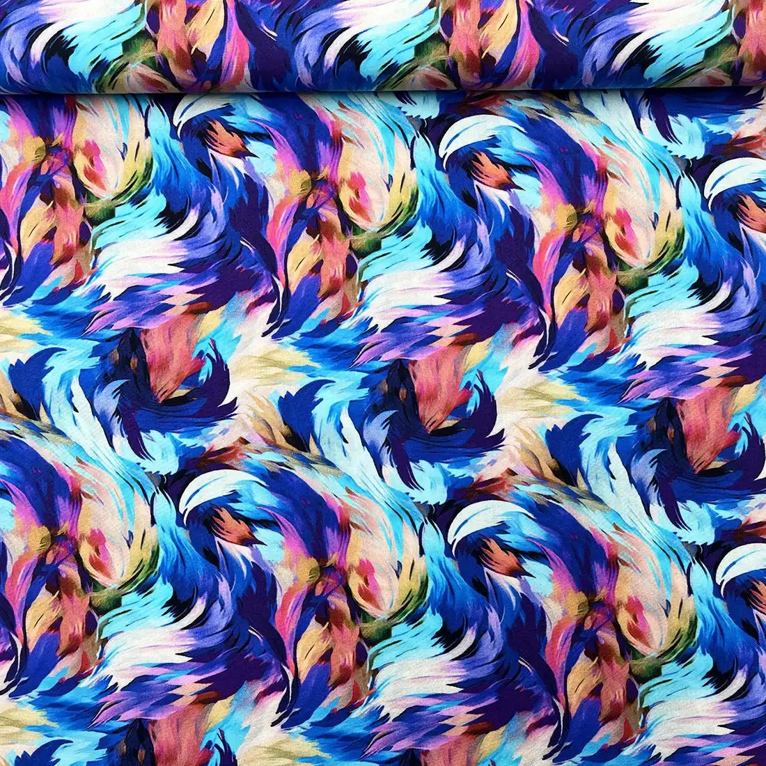 Tissu Viscose Tourbillon Chromatique – Fluidité et Éclat Artistique