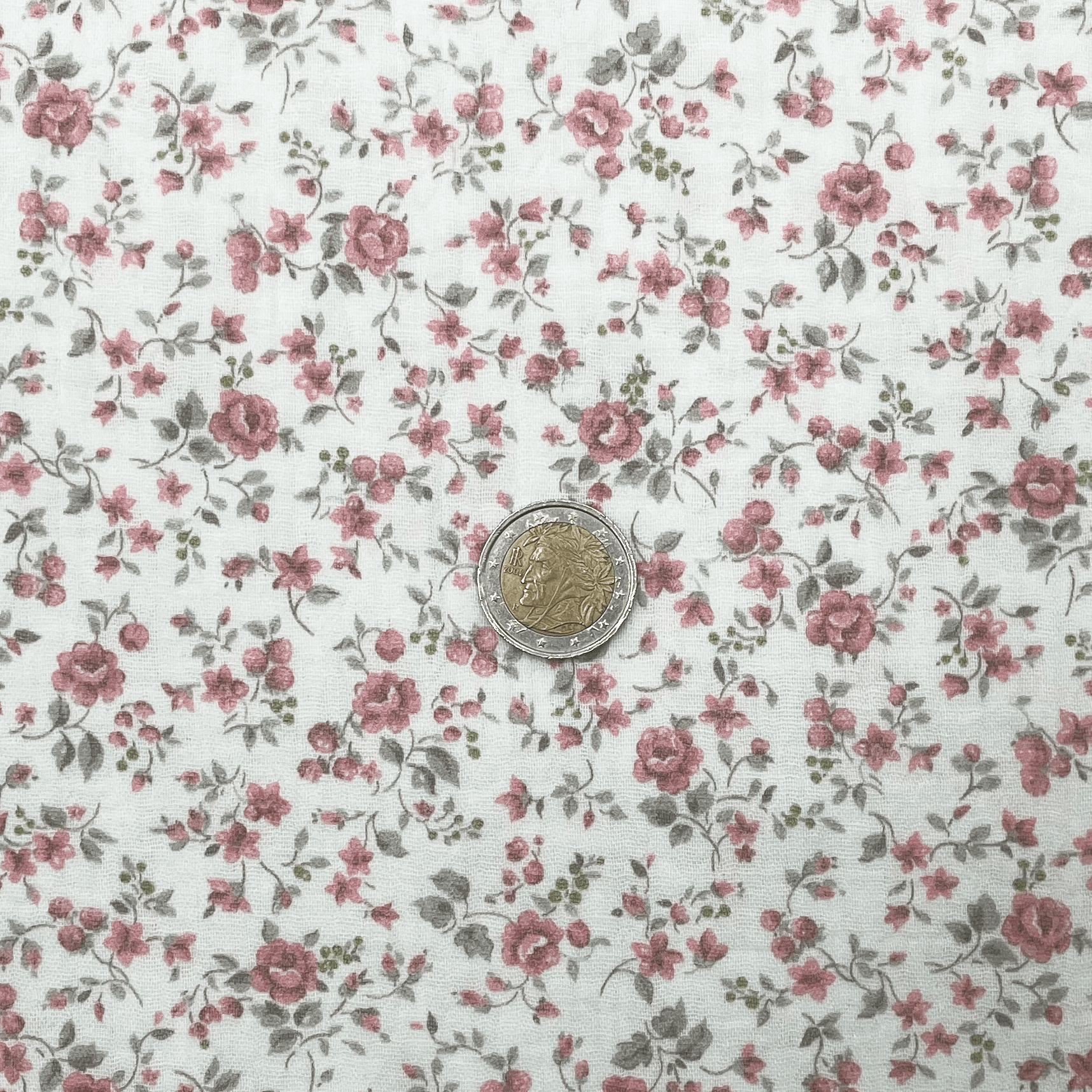 Tissus double gaze fleurs rose