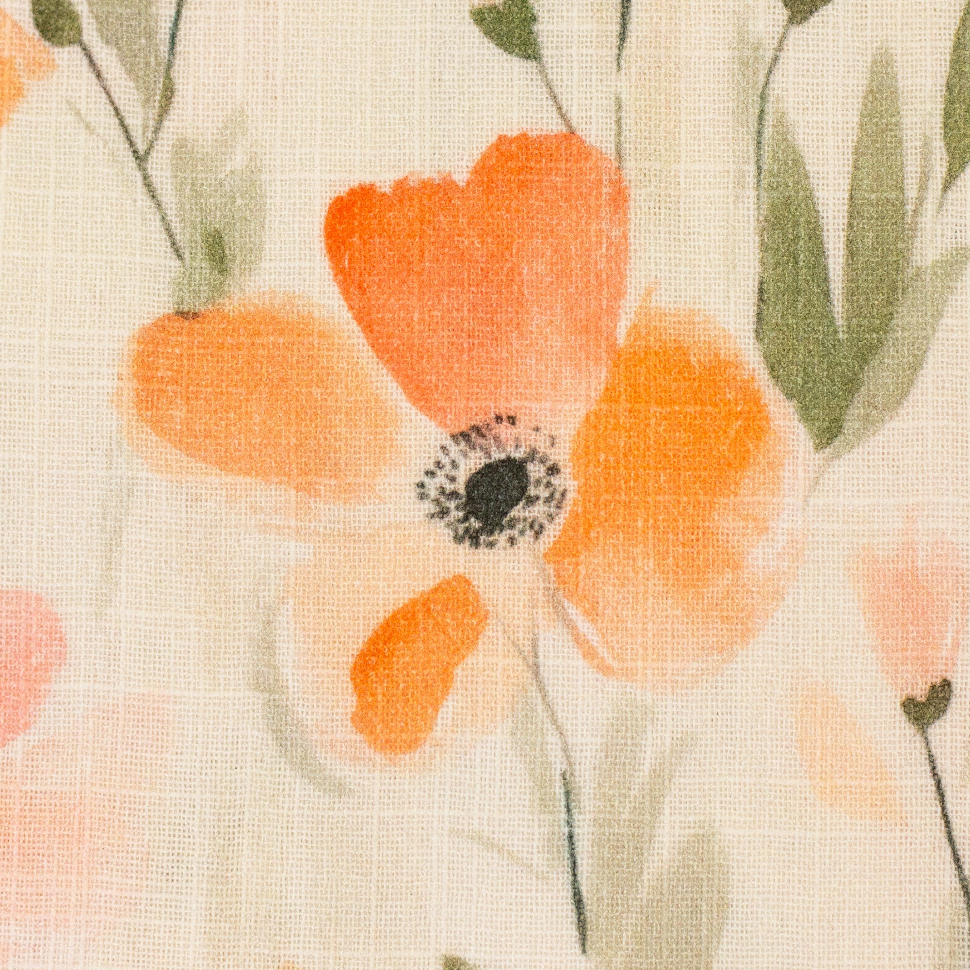 Tissus double gaze plat effet lin fleuris