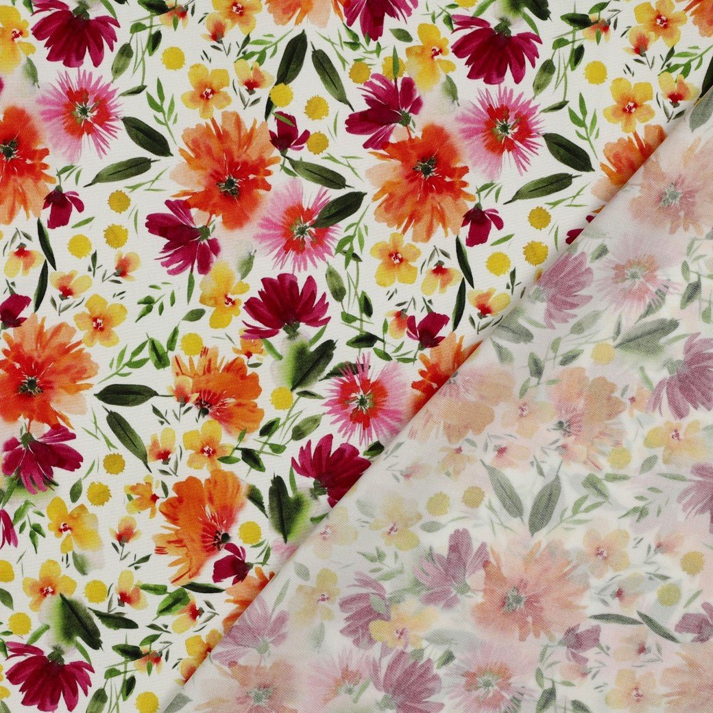 Viscose Stretch à motif de jardin fleuri