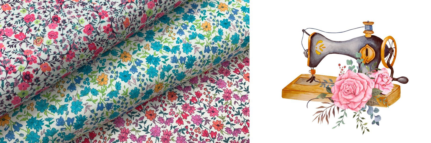 Coupons Tissu Petites Fleurs Style Liberty Et Pois Rose - Lot De 2 - Coton - Neuf
