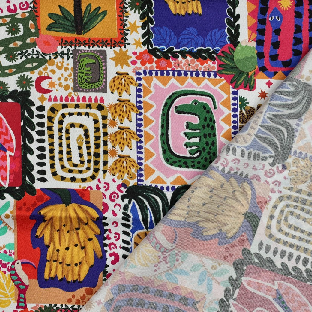 Tissu satin de coton îles tropicales